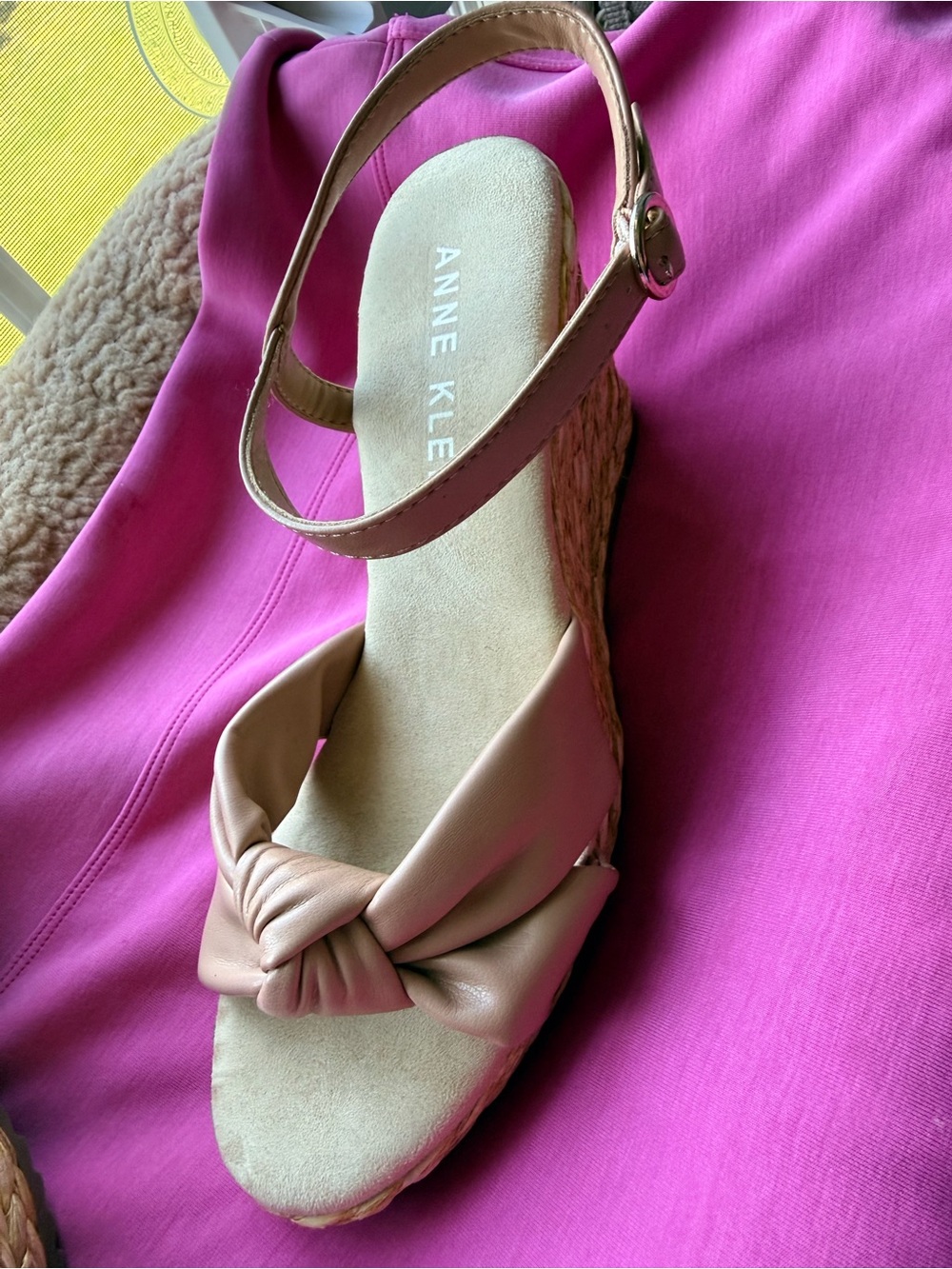 Anne Klein Blush Knotted Front Ankle-Strap Heels - Picture 3 of 7
